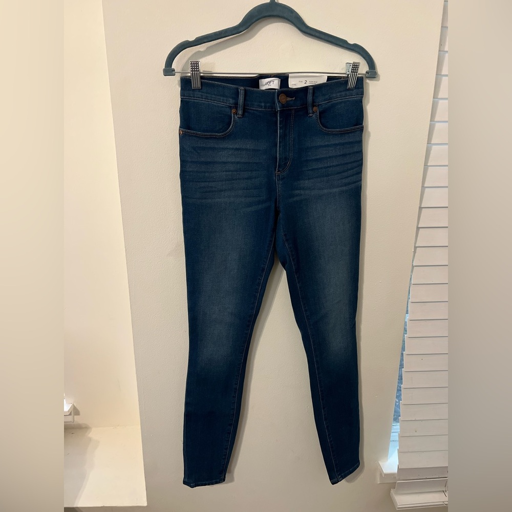 LOFT Blue Skinny Jeans with Stretch and Tapered Fit